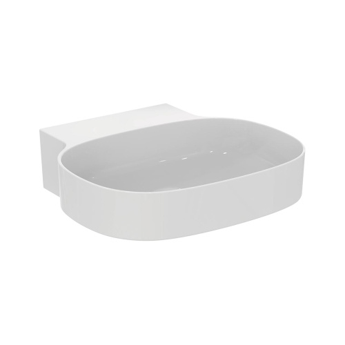 Immagine di Ideal Standard LINDA-X lavabo da appoggio L.50 cm, ultrasottile, senza foro rubinetteria e senza troppopieno, colore bianco finitura lucido T498701