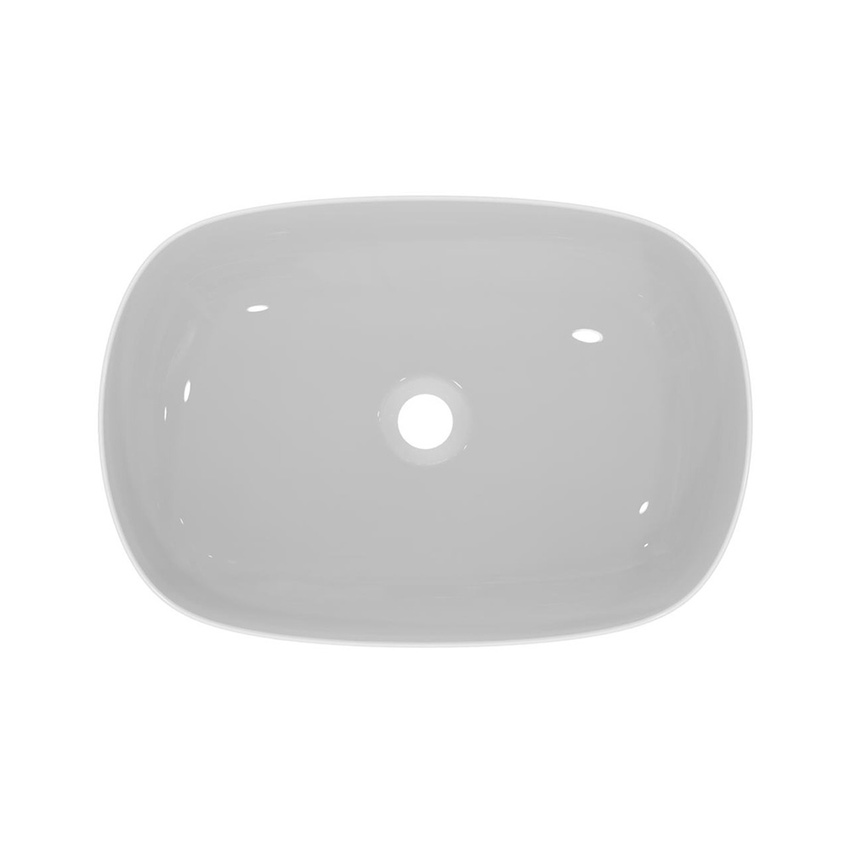 Immagine di Ideal Standard LINDA-X lavabo da appoggio L.55 cm, ultrasottile, senza foro rubinetteria e senza troppopieno, colore bianco finitura lucido T440201