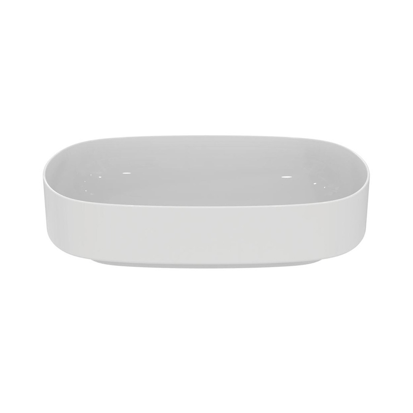 Immagine di Ideal Standard LINDA-X lavabo da appoggio L.55 cm, ultrasottile, senza foro rubinetteria e senza troppopieno, colore bianco finitura lucido T440201