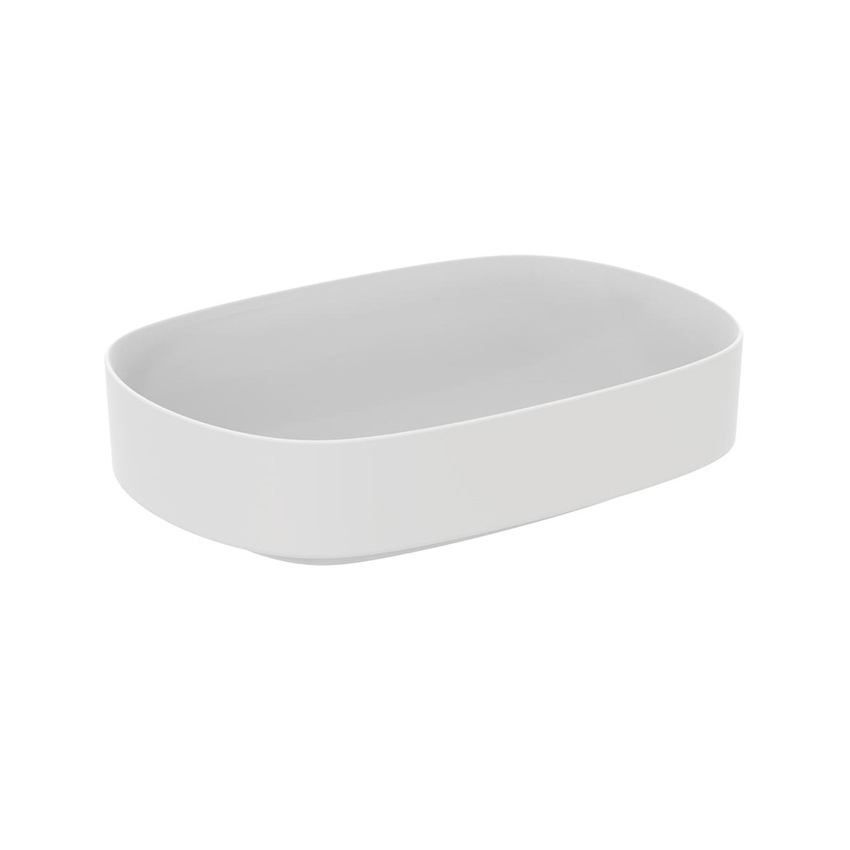 Immagine di Ideal Standard LINDA-X lavabo da appoggio L.55 cm, ultrasottile, senza foro rubinetteria e senza troppopieno, colore bianco seta finitura opaco T4402V1