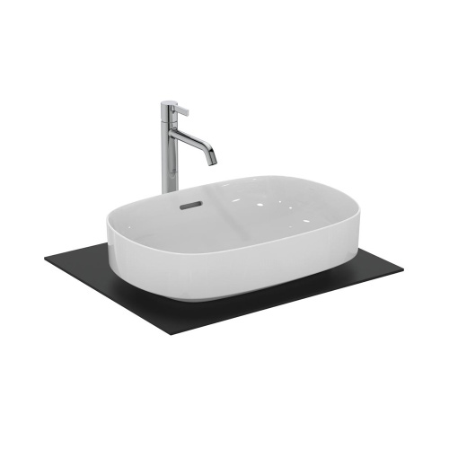 Immagine di Ideal Standard LINDA-X lavabo da appoggio L.55 cm, ultrasottile, senza foro rubinetteria, con troppopieno, colore bianco finitura lucido T440101