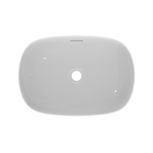 Immagine di Ideal Standard LINDA-X lavabo da appoggio L.55 cm, ultrasottile, senza foro rubinetteria, con troppopieno, colore bianco finitura lucido T440101