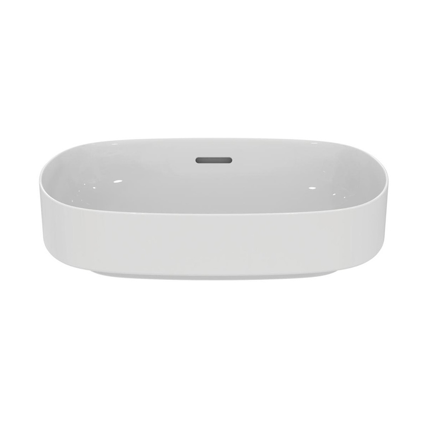 Immagine di Ideal Standard LINDA-X lavabo da appoggio L.55 cm, ultrasottile, senza foro rubinetteria, con troppopieno, colore bianco finitura lucido T440101