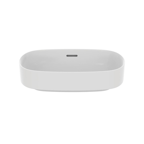 Immagine di Ideal Standard LINDA-X lavabo da appoggio L.55 cm, ultrasottile, senza foro rubinetteria, con troppopieno, colore bianco seta finitura opaco T4401V1