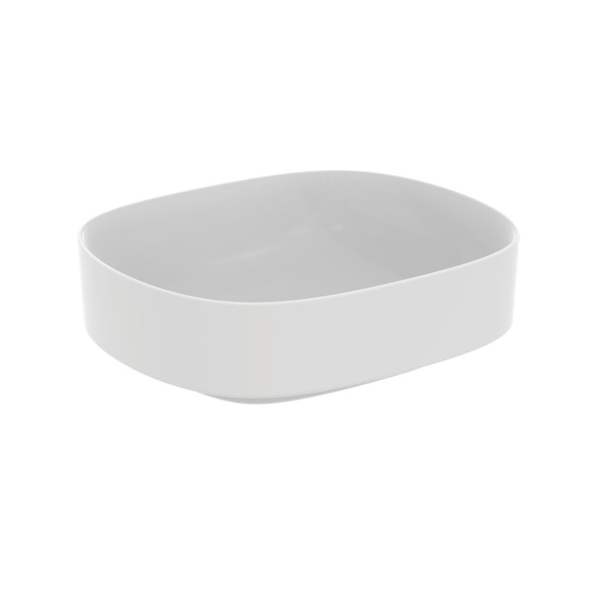 Immagine di Ideal Standard LINDA-X lavabo da appoggio L.45 cm, ultrasottile, senza foro e senza troppopieno, colore bianco seta finitura opaco T4400V1