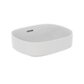 Immagine di Ideal Standard LINDA-X lavabo da appoggio su piano L.45 cm, ultrasottile, senza foro rubinetteria, con foro del troppopieno, colore bianco seta finitura opaco T4399V1