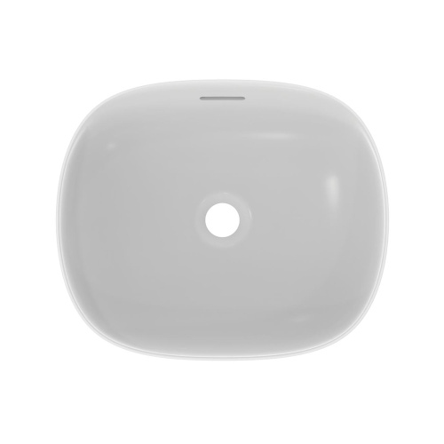 Immagine di Ideal Standard LINDA-X lavabo da appoggio su piano L.45 cm, ultrasottile, senza foro rubinetteria, con foro del troppopieno, colore bianco seta finitura opaco T4399V1