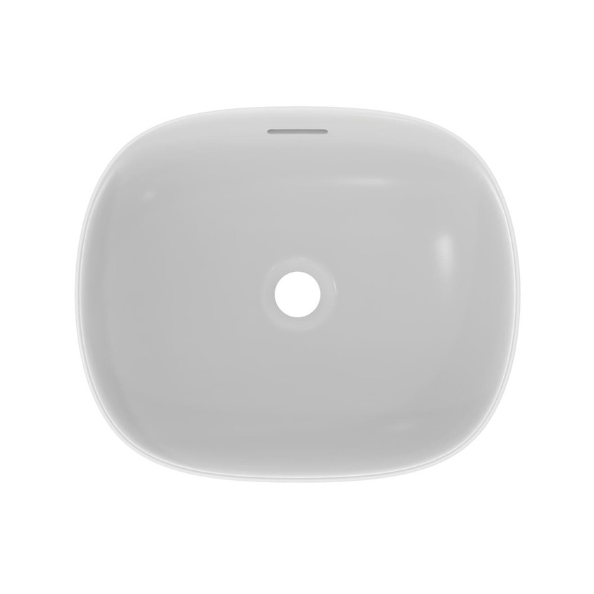 Immagine di Ideal Standard LINDA-X lavabo da appoggio su piano L.45 cm, ultrasottile, senza foro rubinetteria, con foro del troppopieno, colore bianco seta finitura opaco T4399V1