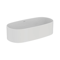 Immagine di Ideal Standard LINDA-X vasca ovale centro stanza L.180 cm, con colonna di scarico e telaio, colore bianco T4626EN