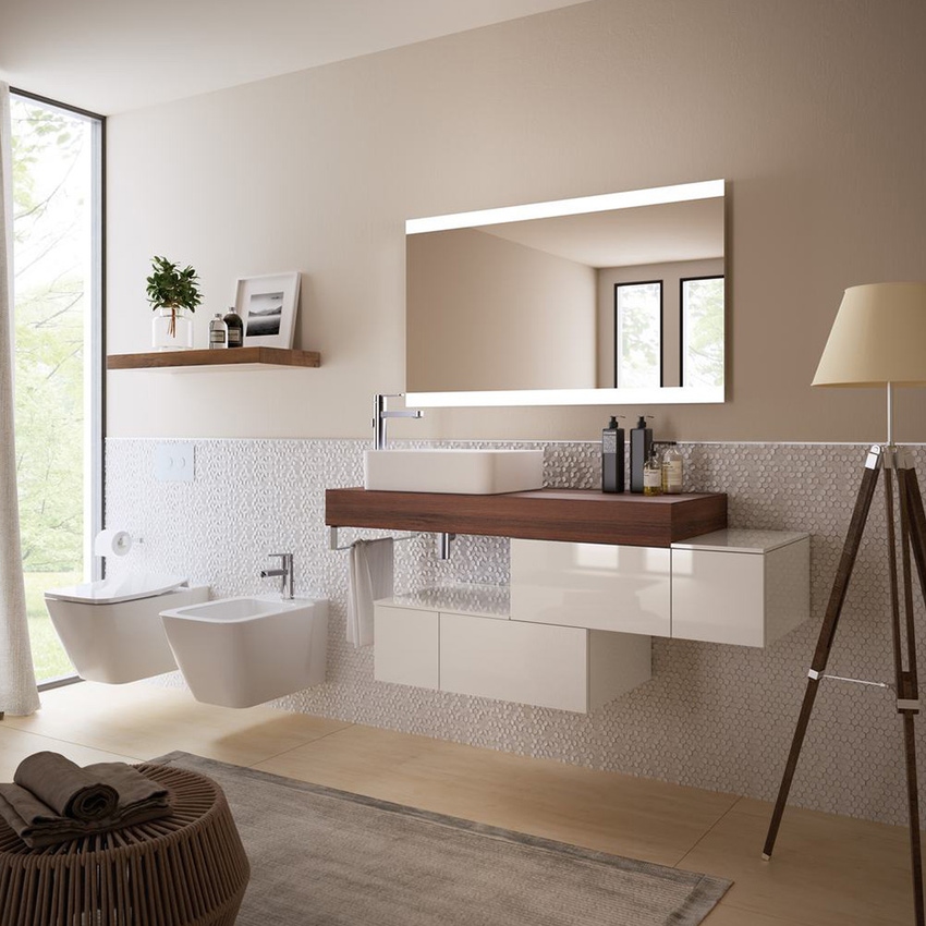 Immagine di Ideal Standard ADAPTO base sospesa L.25 cm, in truciolare nobilitato, colore bianco finitura lucido U8419WG