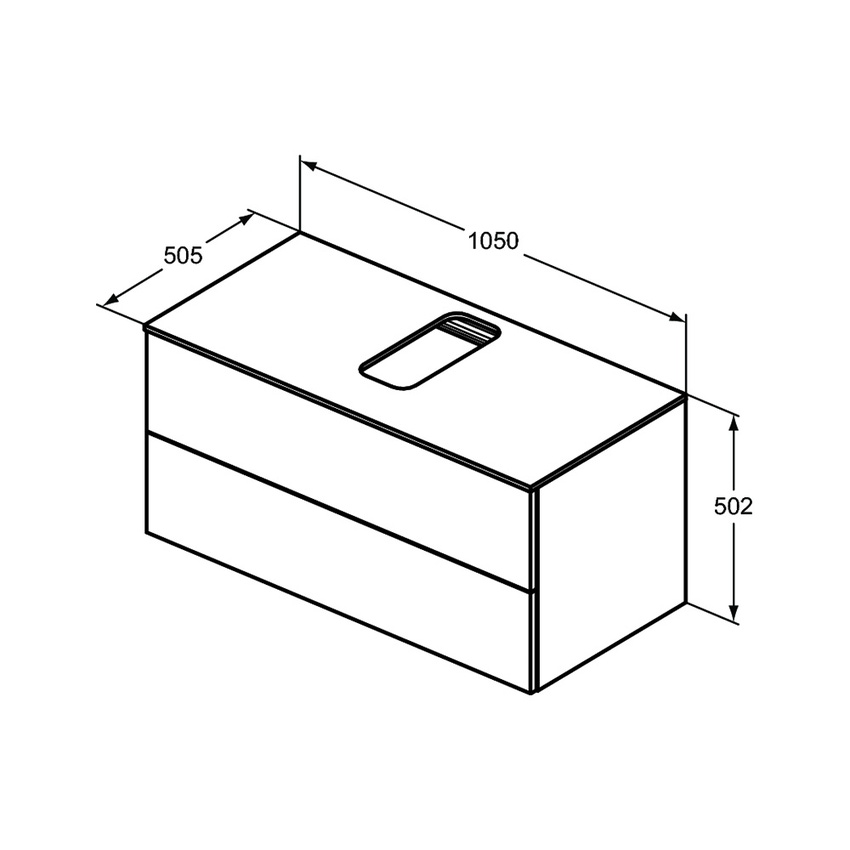 Immagine di Ideal Standard ADAPTO mobile sottolavabo L.105 cm, completo di top forato, colore bianco finitura lucido U8597WG