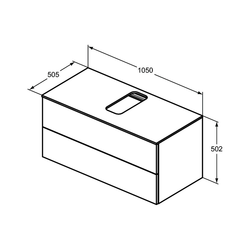 Immagine di Ideal Standard ADAPTO mobile sottolavabo L.105 cm, completo di top forato, finitura cemento U8597FX