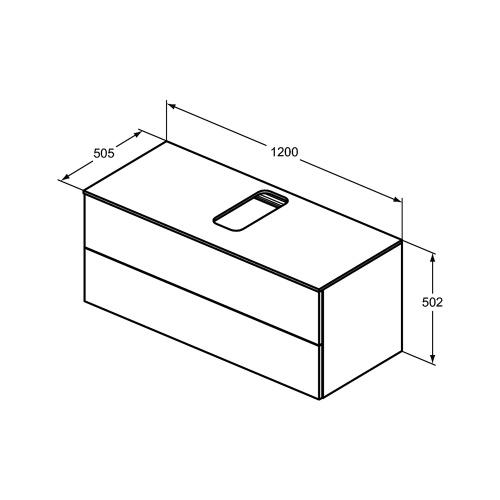 Immagine di Ideal Standard ADAPTO mobile sottolavabo L.120 cm, completo di top forato, colore bianco finitura lucido U8598WG