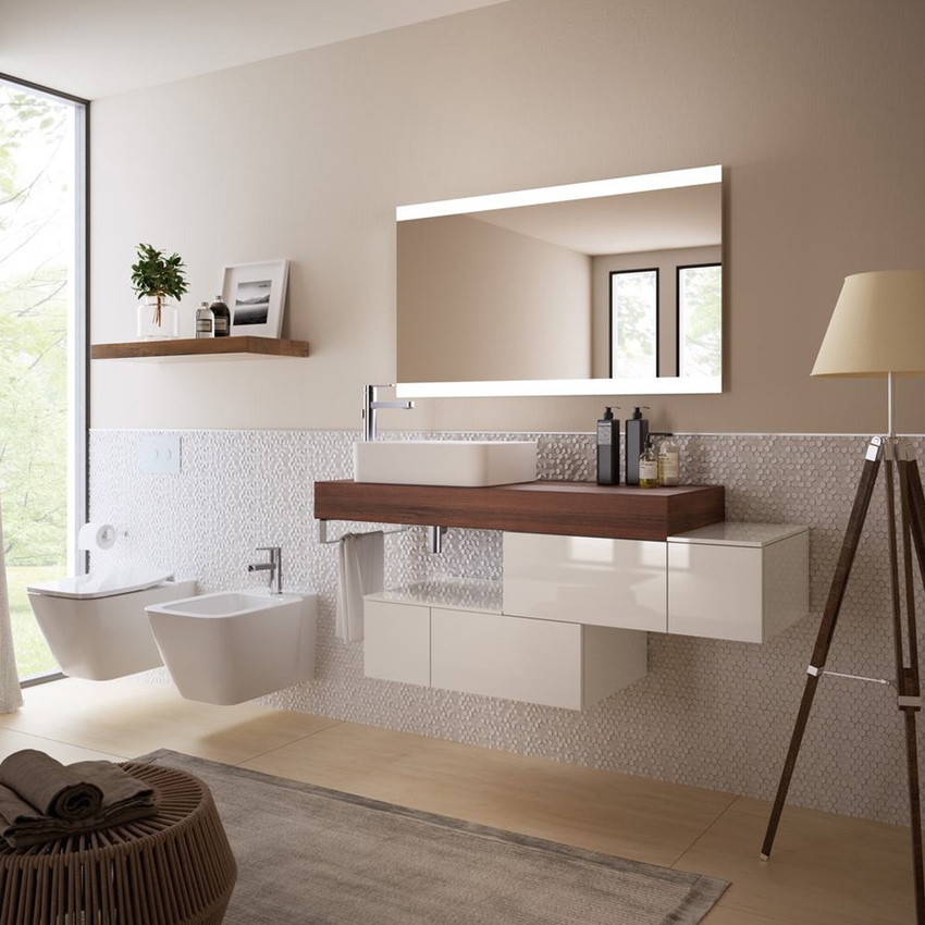 Immagine di Ideal Standard ADAPTO top L.50 cm, per basi sospese o barre di giunzione, colore bianco finitura lucido U8412WG