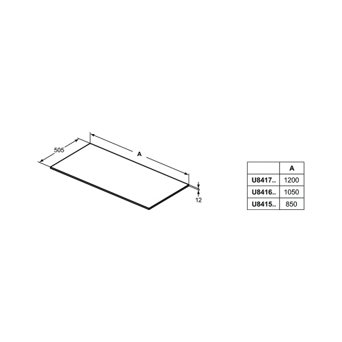 Immagine di Ideal Standard ADAPTO top L.120 cm, per basi sospese o barre di giunzione, finitura legno miele U8417FF