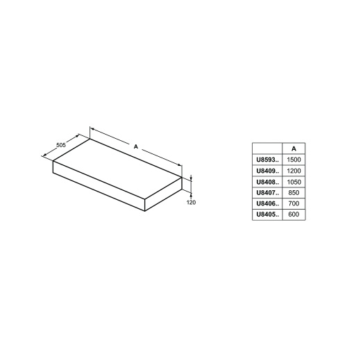 Immagine di Ideal Standard ADAPTO mensola L.85 cm, in truciolare nobilitato, finitura legno miele U8407FF