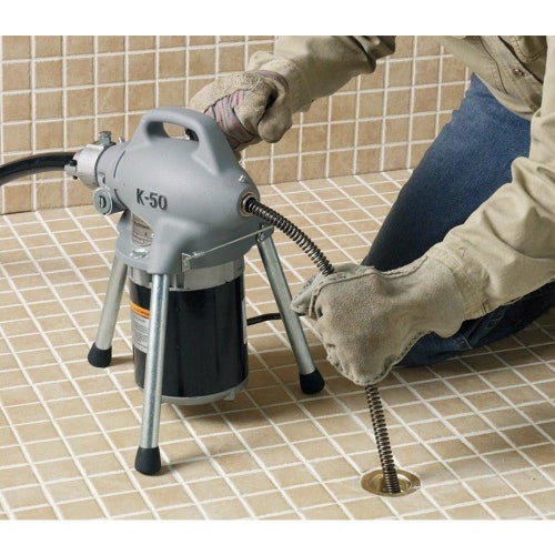 Immagine di Ridgid K-50-6 Stasatrice a cavi frazionabili compatta 230 V per condutture di scarico da 3/4" a 4" (20-110 mm), con adattatore A-17-A e kit cavi A-30 11981