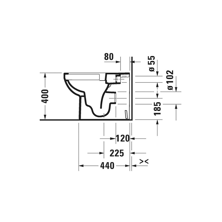 Immagine di Duravit No.1 vaso a pavimento a cacciata, a filo parete, Rimless, per cassetta a incasso o esterna, senza sedile, colore bianco 2009090000