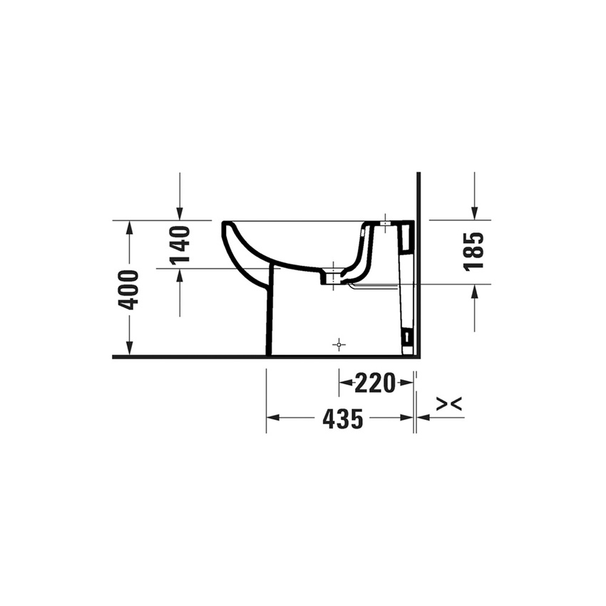 Immagine di Duravit No.1 bidet a pavimento, a filo parete, monoforo, con troppopieno e bordo per rubinetteria, colore bianco 2296100000