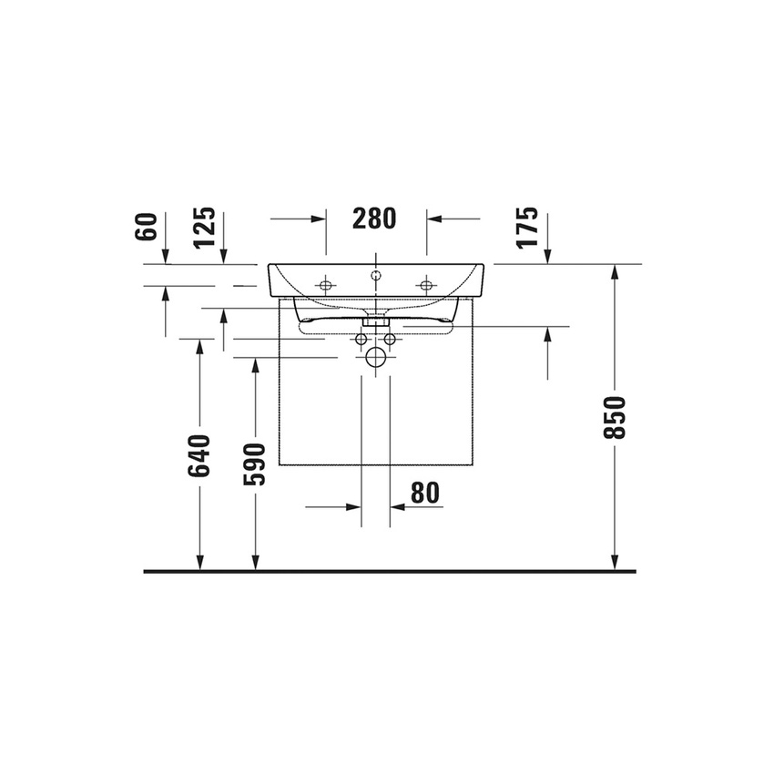 Immagine di Duravit No.1 lavabo consolle L.60 cm, monoforo, con troppopieno e bordo per rubinetteria, colore bianco 2375600000