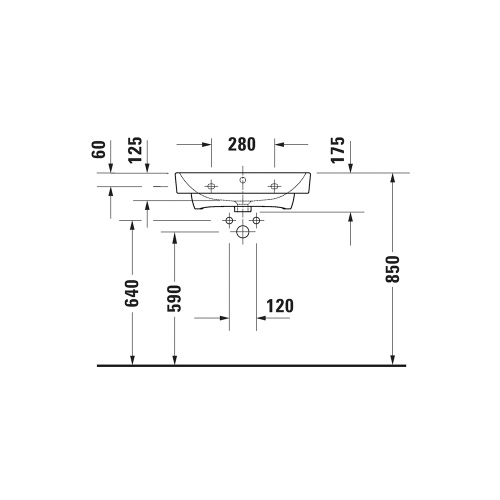 Immagine di Duravit No.1 lavabo consolle L.60 cm, monoforo, con troppopieno e bordo per rubinetteria, colore bianco 2375600000
