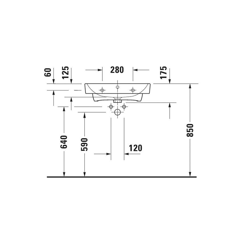 Immagine di Duravit No.1 lavabo consolle L.60 cm, monoforo, con troppopieno e bordo per rubinetteria, colore bianco 2375600000