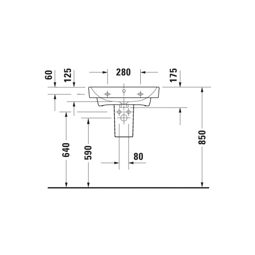Immagine di Duravit No.1 lavabo consolle L.60 cm, monoforo, con troppopieno e bordo per rubinetteria, colore bianco 2375600000