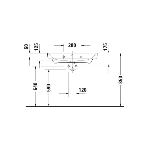 Immagine di Duravit No.1 lavabo consolle L.80 cm, monoforo, con troppopieno e bordo per rubinetteria, colore bianco 23758000002