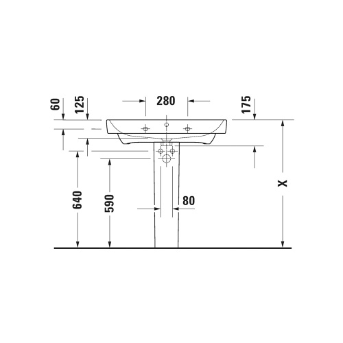 Immagine di Duravit No.1 lavabo consolle L.80 cm, monoforo, con troppopieno e bordo per rubinetteria, colore bianco 23758000002