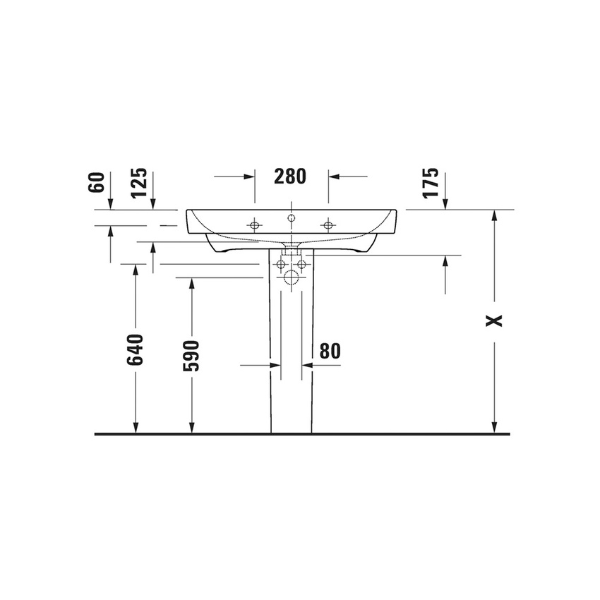 Immagine di Duravit No.1 lavabo consolle L.80 cm, monoforo, con troppopieno e bordo per rubinetteria, colore bianco 23758000002