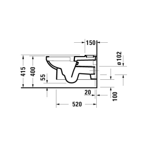Immagine di Duravit No.1 vaso sospeso monoblocco a cacciata, Rimless, per cassetta appoggiata, colore bianco 2512090000