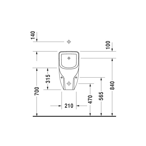 Immagine di Duravit No.1 orinatoio, entrata a vista dall'alto, senza brida, senza mosca, colore bianco 2818300000