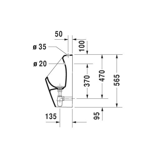 Immagine di Duravit No.1 orinatoio, entrata a vista dall'alto, senza brida, senza mosca, colore bianco 2818300000