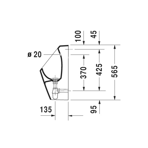 Immagine di Duravit No.1 orinatoio, entrata posteriore nascosta, senza brida, senza mosca, colore bianco 2819300000