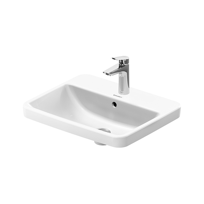Immagine di Duravit No.1 lavabo da incasso L.55 cm, per incasso soprapiano, con troppopieno e bordo per rubinetteria, con rettifica, colore bianco 03555500272