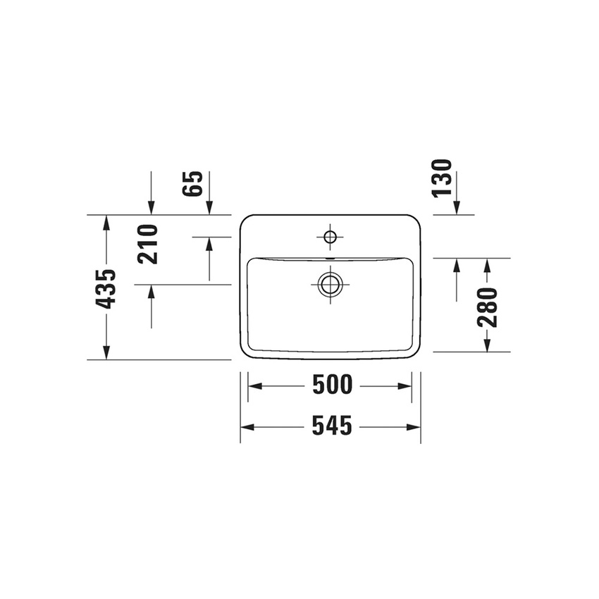 Immagine di Duravit No.1 lavabo da incasso L.55 cm, per incasso soprapiano, con troppopieno e bordo per rubinetteria, con rettifica, colore bianco 03555500272