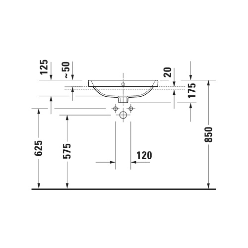 Immagine di Duravit No.1 lavabo da incasso L.55 cm, per incasso soprapiano, con troppopieno e bordo per rubinetteria, con rettifica, colore bianco 03555500272