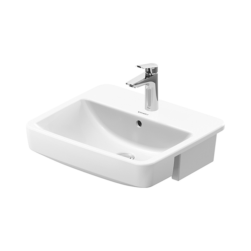Immagine di Duravit No.1 lavabo semincasso L.55 cm, monoforo, con troppopieno e bordo per rubinetteria, colore bianco 03765500002