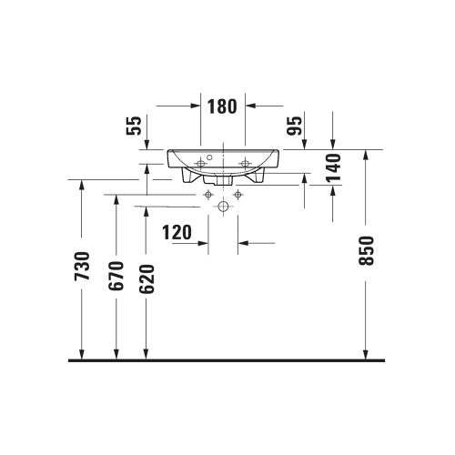 Immagine di Duravit No. 1 lavamani consolle L.45 cm, monoforo, con troppopieno e bordo per rubinetteria, colore bianco 07434500002