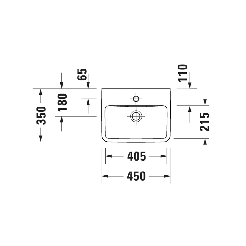 Immagine di Duravit No. 1 lavamani consolle L.45 cm, monoforo, con troppopieno e bordo per rubinetteria, colore bianco 07434500002