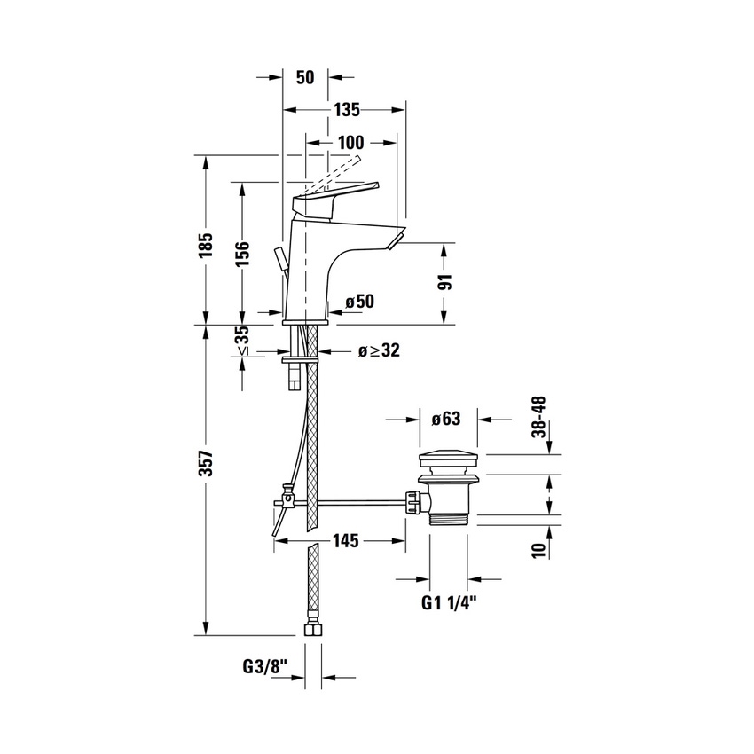 Immagine di Duravit No.1 miscelatore monocomando lavabo S, H.16 cm, con scarico, FreshStart, finitura cromo N11011001010