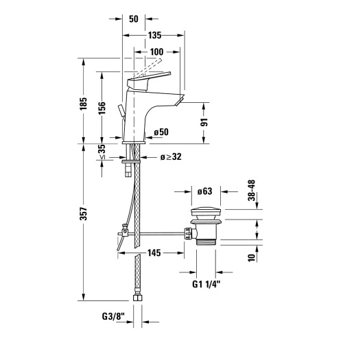 Immagine di Duravit No.1 miscelatore monocomando lavabo S, H.16 cm, con scarico, MinusFlow, finitura cromo N11012001010