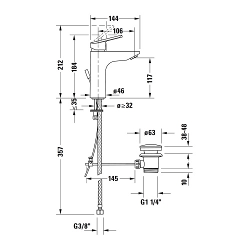 Immagine di Duravit No.1 miscelatore monocomando lavabo M, H.18 cm, con scarico, finitura cromo N11020001010