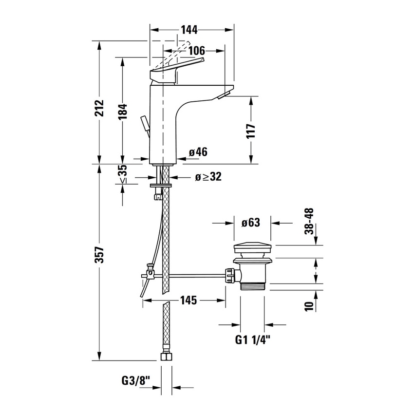 Immagine di Duravit No.1 miscelatore monocomando lavabo M, H.18 cm, con scarico, FreshStart, finitura cromo N11021001010