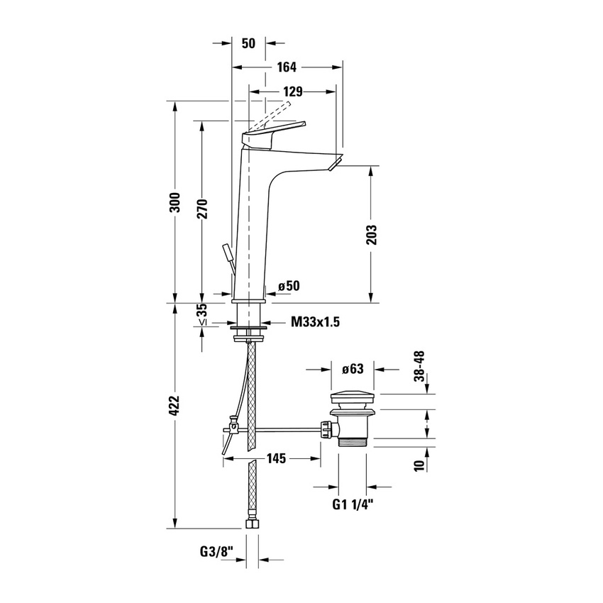 Immagine di Duravit No.1 miscelatore monocomando lavabo L, H.27 cm, senza scarico, finitura cromo N11030002010