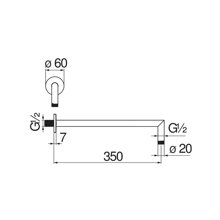 Immagine di Nobili LIVE braccio doccia a parete P.35 cm, finitura cromo AD138/44CR