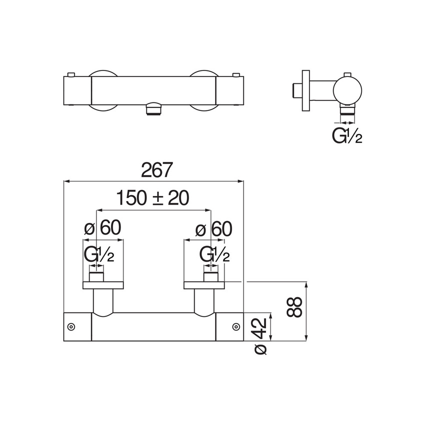 Immagine di Nobili VELIS termostatico esterno per doccia, finitura cromo VE125030CR