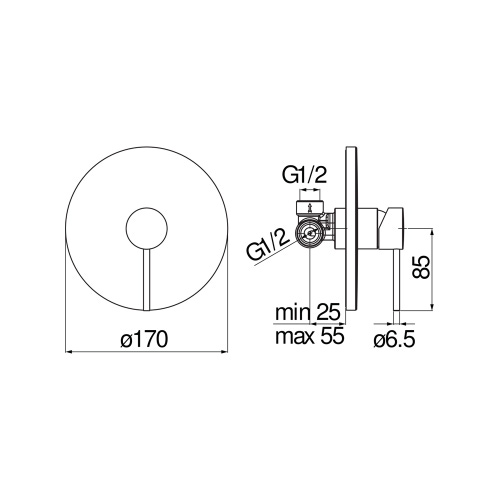 Immagine di Nobili VELIS miscelatore monocomando ad incasso, a 1 via, corpo incasso incluso, finitura cromo VE125108CR