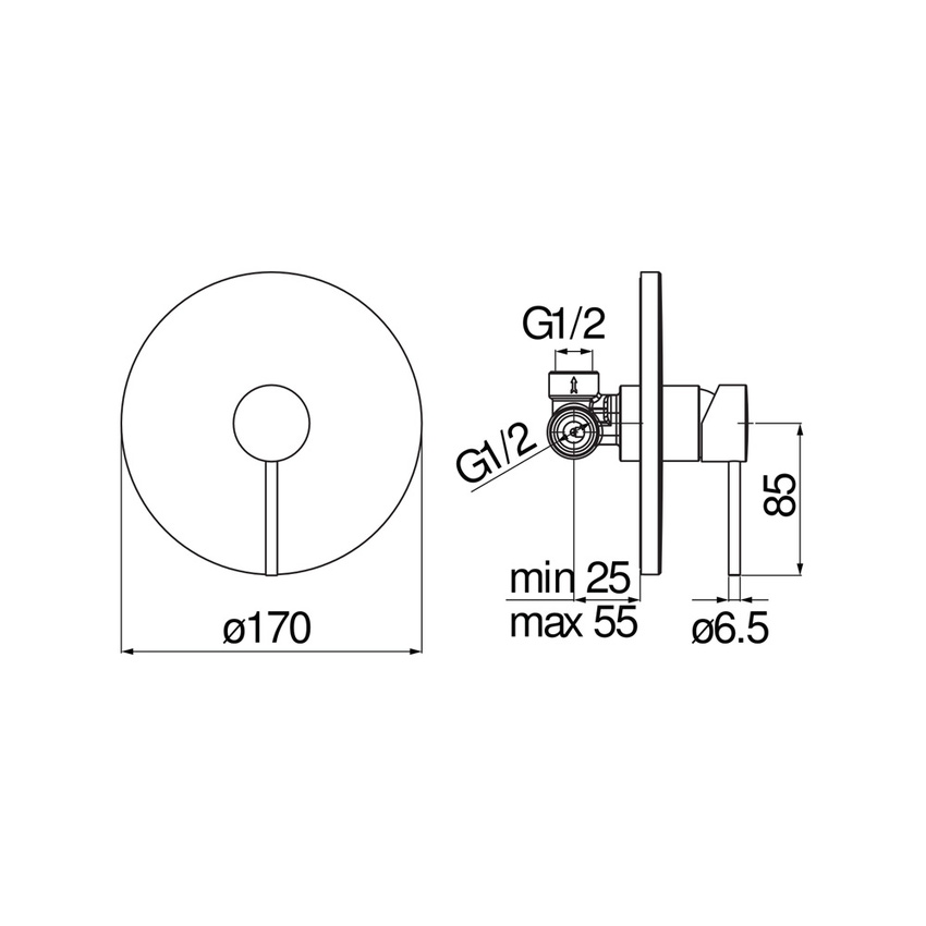 Immagine di Nobili VELIS miscelatore monocomando ad incasso, a 1 via, corpo incasso incluso, finitura cromo VE125108CR