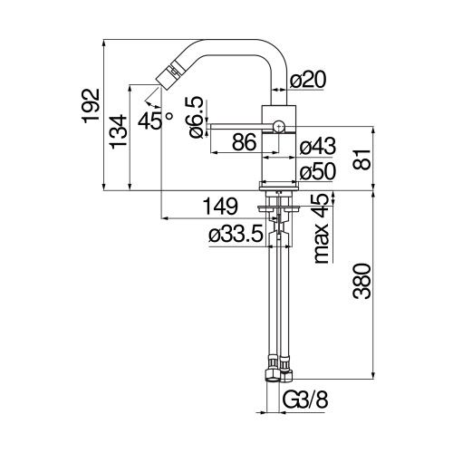 Immagine di Nobili VELIS miscelatore monocomando per bidet, senza scarico, finitura cromo VE125119/3CR